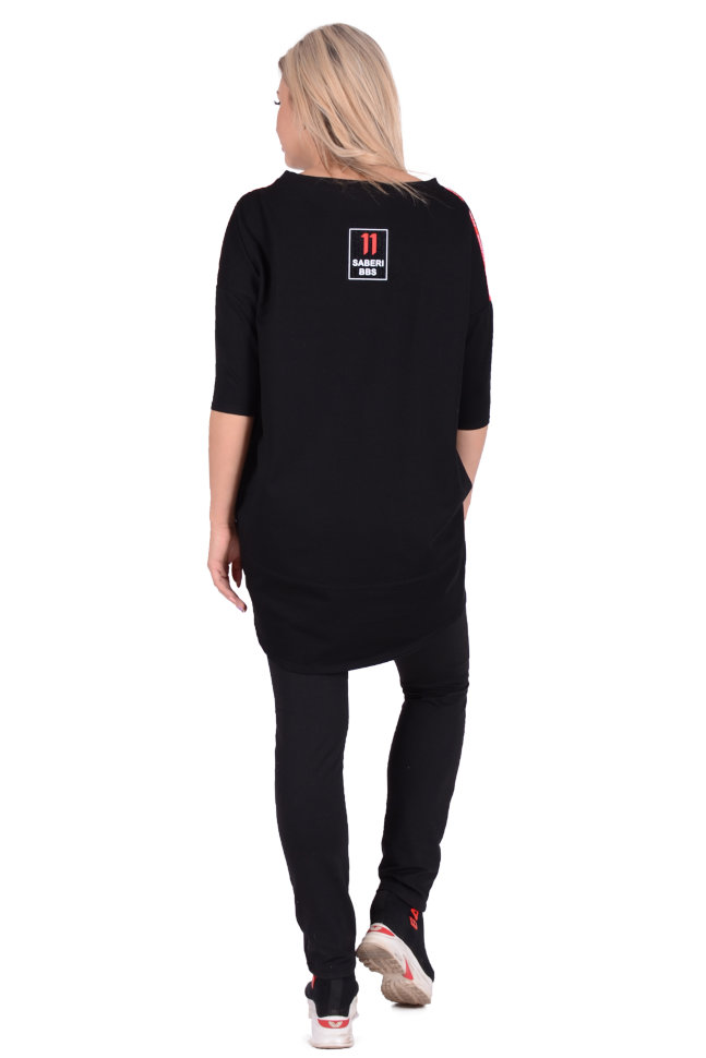 Фото товара 18241, черная туника в спортивном стиле